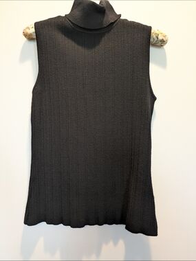 Apt. 9 Black Sleeveless Ribbed Turtleneck Tank Large